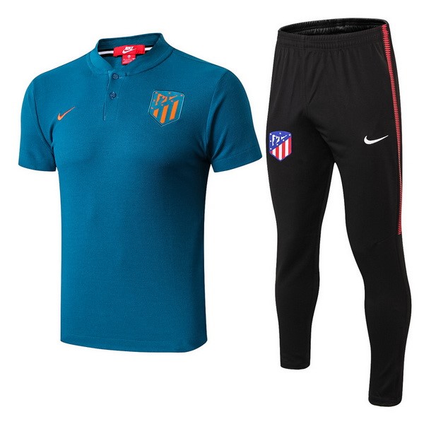 Polo Komplett Set Atlético de Madrid 2018-19 Blau Schwarz